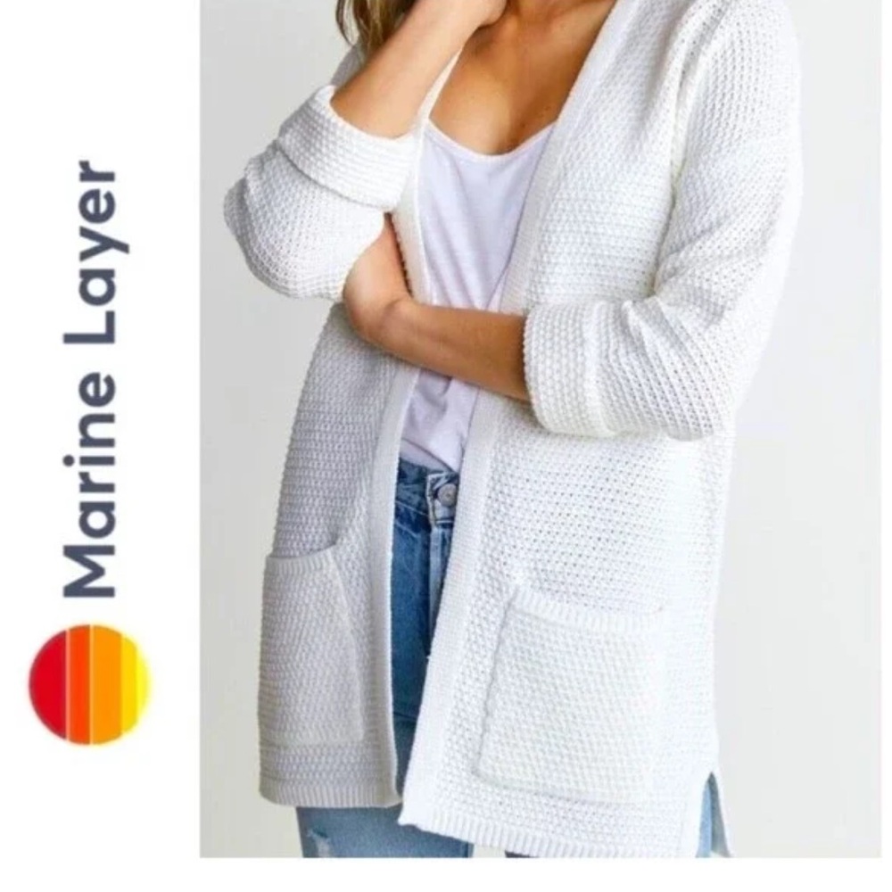 Marine Layer White Cotton Cardigan - Size Small